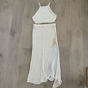Camila Coelho Ivory and Gold Offshore Midi Skirt & Top Set